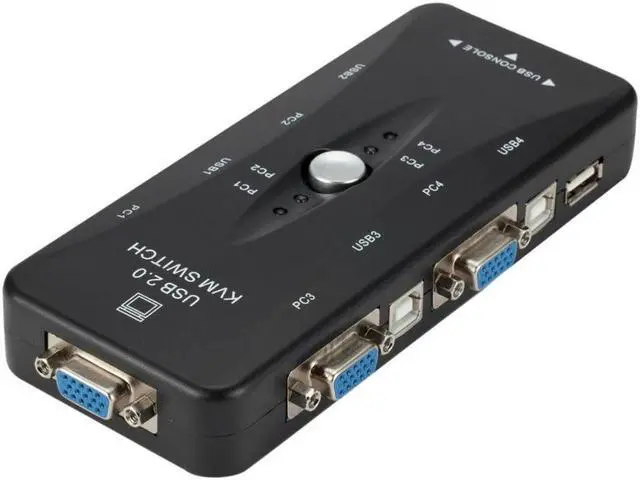 Alt view image 3 of 6 - BGGQGG 4 Port USB2.0  KVM Switch Box For Mouse Keyboard  Printer Share Switcher 200MHz 1920x1440 VGA  Monitor Switch Box Adapter