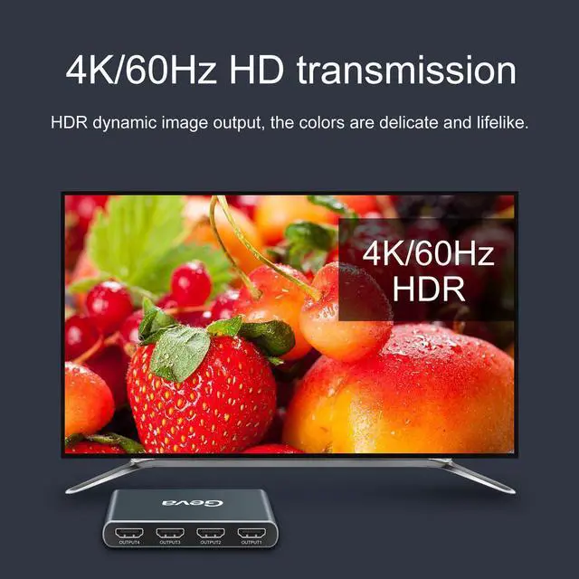 Alt view image 4 of 6 - 1x4 HDMI-compatible Splitter 1 in 4 Out 4K@60hz Splitter 1 Port to 4 Display  Duplicate/Mirror HDCP 18Gbps for PS4 Xbox Switch