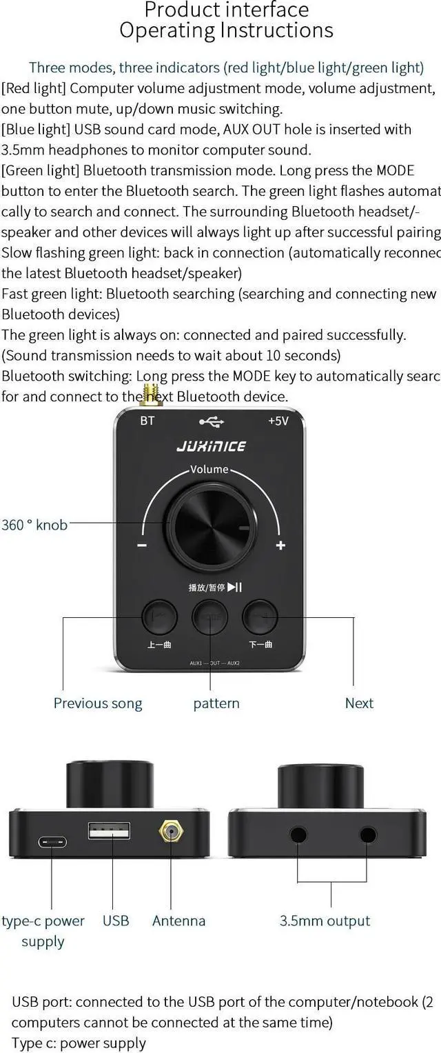 Alt view image 4 of 5 - USB Computer Bluetooth Headset Adapter 5.1 Connected To Wireless Headset Game Full Screen Volume Controller One Button Mute