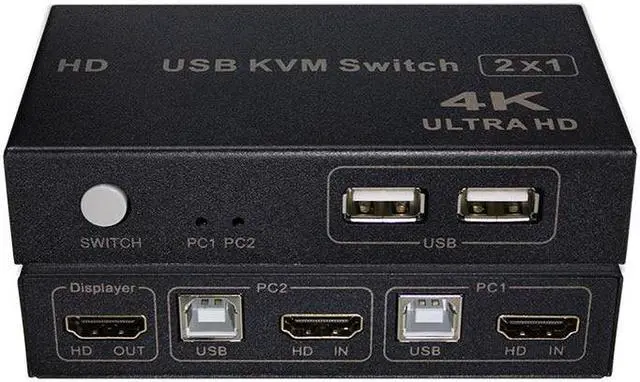 Alt view image 6 of 6 - USB KVM-H2 Converter 4K*2K 30Hz 1080P 2 In 1 Out Ultra Video Switcher Support HDCP PS4 Monitor Keyboard Mouse