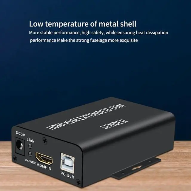 Alt view image 3 of 6 - HDMI-Compatible KVM Extender 60M over Cat5/6 Ethernet Cable 1080P USB Audio Video Converter for PC TV Monitor-EU Plug