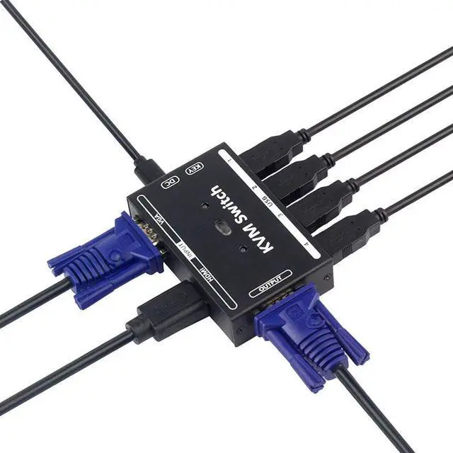 Alt view image 5 of 6 - Hybrid KVM Switch 2 in 1 out VGA HDMI sharer computer host monitor share USB keyboard mouse printer