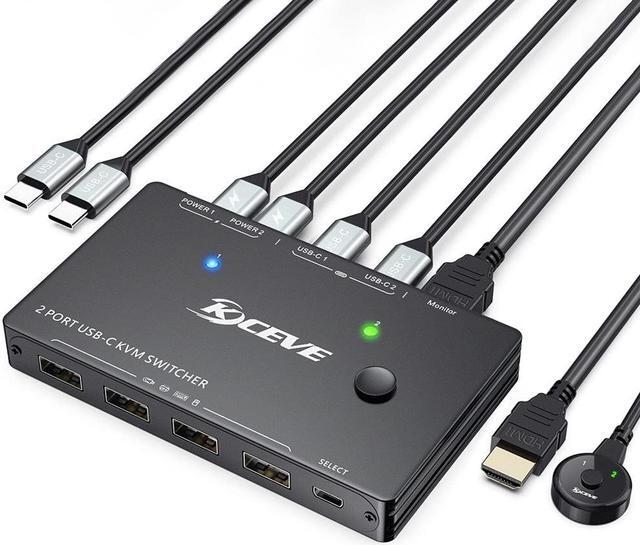 Alt view image 5 of 6 - 4 Port HDMI KVM Switch 4X2 Dual Monitor 4K@60Hz Extended Display USB KVM Switch 4 in 2 out for 4 PC Share Keyboard Mouse Monitor