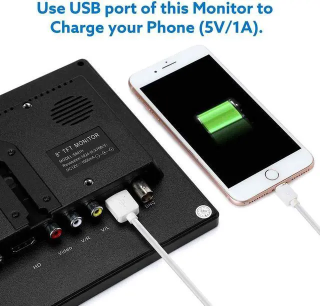 Alt view image 5 of 6 - 8 Inch HDMI Monitor 1024x768 Resolution Small Display Portable 4:3 TFT LCD Mini HD Screen Support HDMI VGA BNC AV Input