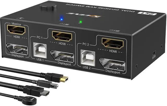 Main image of In 2 Out Input Display Or Kvm Laptop Display Monitors 2 Splitter Controls 2 Dual Computers Dual Switcher 60hz Cable