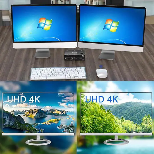 Alt view image 3 of 6 - In 2 Out Input Display Or Kvm Laptop Display Monitors 2 Splitter Controls 2 Dual Computers Dual Switcher 60hz Cable