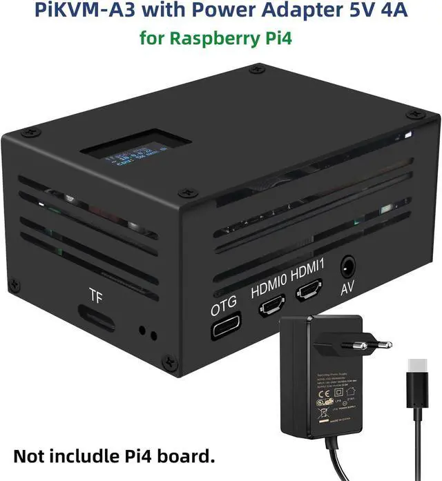 Main image of Raspberry Pi based KVM over IP PiKVM-A3 with Power Adapter USB-C 5V 4A for Raspberry Pi 4B