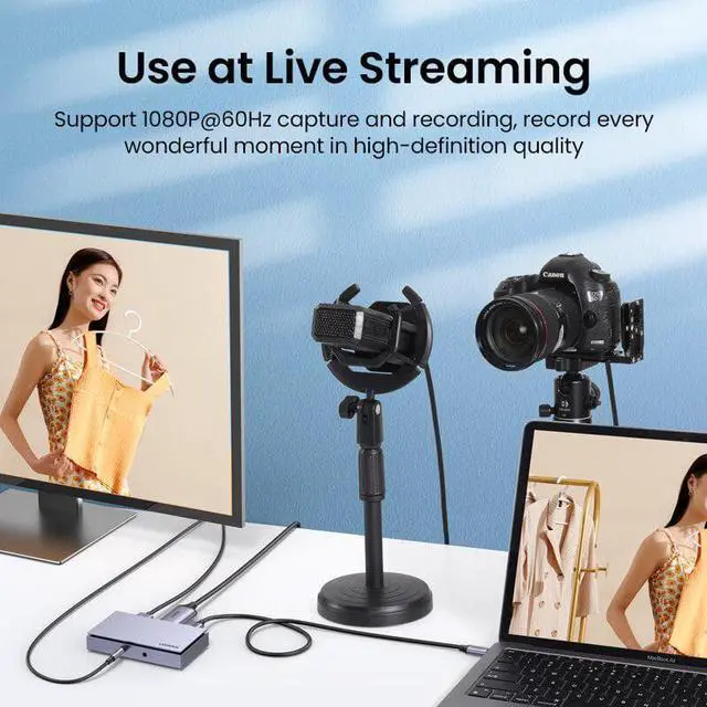 Alt view image 2 of 6 - UGREEN Video Capture Card 4K HDMI to USB/USB-C HDMI Video Grabber Box for PS4 Switch Xbox Camera DVD Live Stream Record