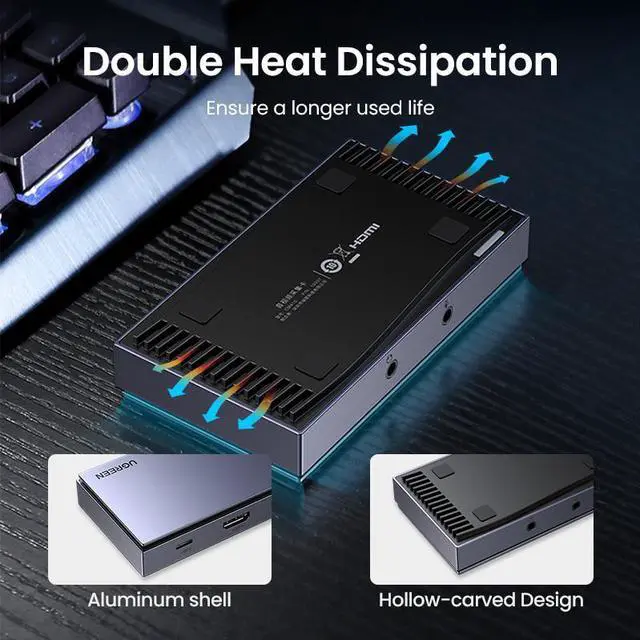 Alt view image 6 of 6 - UGREEN Video Capture Card 4K HDMI to USB/USB-C HDMI Video Grabber Box for PS4 Switch Xbox Camera DVD Live Stream Record