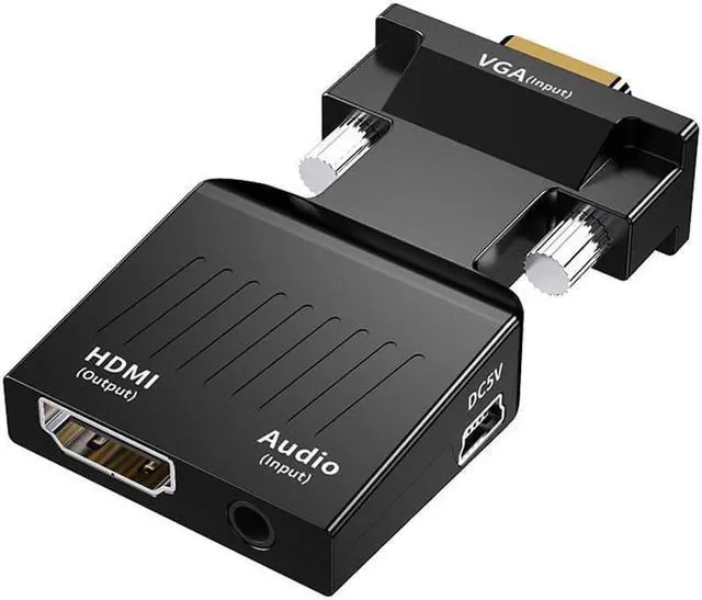 Main image of VGA to HDMI Adapter Converter VGA Male to HDMI Female Adapter with Audio Cables for PC Laptop to HDTV Projector Video Audio Converter