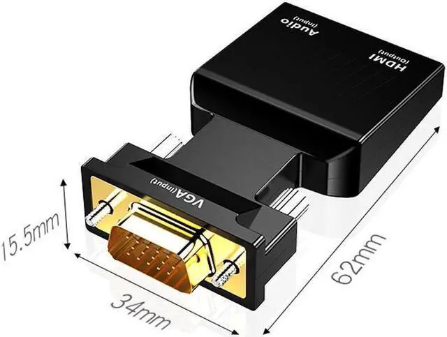 Alt view image 7 of 7 - VGA to HDMI Adapter Converter VGA Male to HDMI Female Adapter with Audio Cables for PC Laptop to HDTV Projector Video Audio Converter