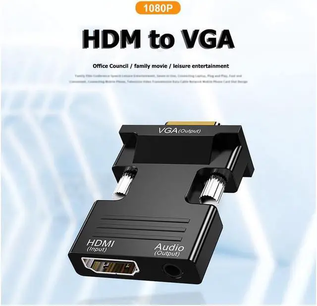 Alt view image 3 of 6 - 1080P HDMI to VGA Adapter Female to Male With Audio Cable Digital To Analog Video Converter