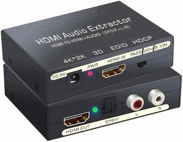Alt view image 2 of 6 - HDMI Audio Splitter Extractor 4K Audio Converter HDMI to Digital Audio Fiber Analog Audio (SPDIF + L/R) Extraction