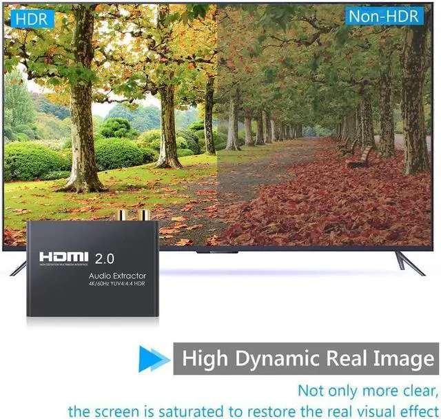 Alt view image 5 of 7 - HDMI Audio Extractor HDMI 2.0 to Optical TOSLINK SPDIF RCA L/R 3.5mm Headphone HDMI 2.0 Audio Extractor Support 4K 60Hz YUV 4:4:4 and HDR Adapter