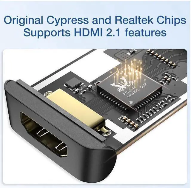 Alt view image 6 of 7 - USB C to HDMI Adapter 8K 60Hz Ultra HD Type-C to HDMI Video Converter Aluminum Thunderbolt 4 Cable Hub with Heat Emission Holes