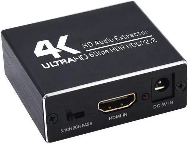 Alt view image 3 of 6 - 4K/60HZ HDMI Audio Extractor HDMI 2.0 Stereo Extractor Converter Optical TOSLINK SPDIF + 3.5mm Audio Splitter Adapter supports 3D HDR YUV4:4:4 3 EDID