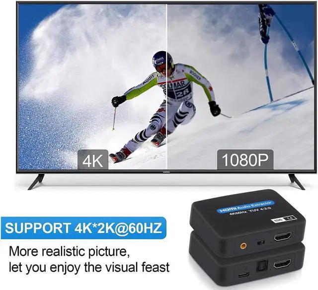Alt view image 5 of 7 - HDMI Audio Extractor 4K x 2K HDMI to HDMI Optical TOSLINK SPDIF + 3.5mm Stereo Extractor Audio Splitter