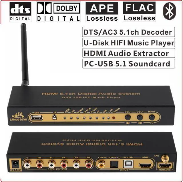 HDMI 5.1 Audio Converter Decoder DAC DTS AC3 FLAC PCUSB APE