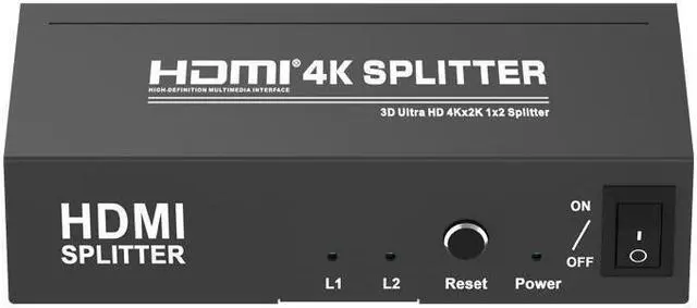 Alt view image 2 of 7 - 4K 1x2 HDMI Splitter Full HD 1080p HDMI Video Converter 1X2 Screen Split 1 In 2 Out Dual Display HDCP 3D for PS4 DVD PC To TV