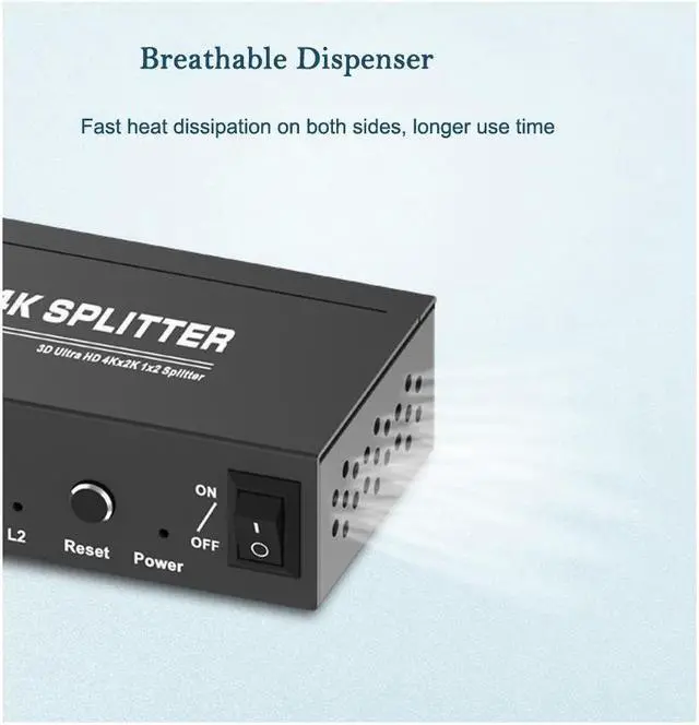 Alt view image 4 of 7 - 4K 1x2 HDMI Splitter Full HD 1080p HDMI Video Converter 1X2 Screen Split 1 In 2 Out Dual Display HDCP 3D for PS4 DVD PC To TV