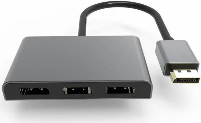 Alt view image 2 of 7 - 8K Displayport to 3 Displayport Splitter Multi Monitor Sharing 3 Ports DP Splitter Aluminum Alloy Audio Video Converter MST Hub for Computer Display Projector