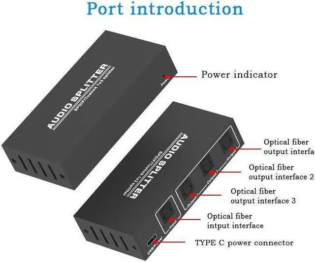 Alt view image 4 of 7 - 3 Way Spdif Toslink Optical Digital Audio Splitter 1 input 3 Outputs Support LPCM 2.0 / DTS / AC3 Audio Switcher