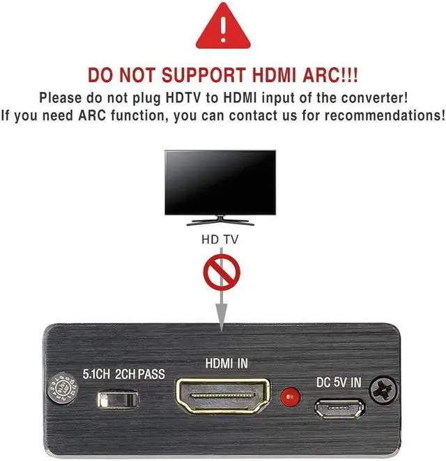 Alt view image 5 of 7 - 4K HDMI to HDMI and Audio Output (SPDIF Optical + 3.5mm AUX Stereo), Premium HDMI Extractor Splitter Converter Adapter for App-le TV, Fire TV, Blu-Ray Player