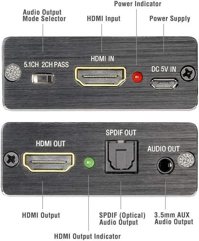 Alt view image 2 of 7 - 4K HDMI to HDMI and Audio Output (SPDIF Optical + 3.5mm AUX Stereo), Premium HDMI Extractor Splitter Converter Adapter for App-le TV, Fire TV, Blu-Ray Player