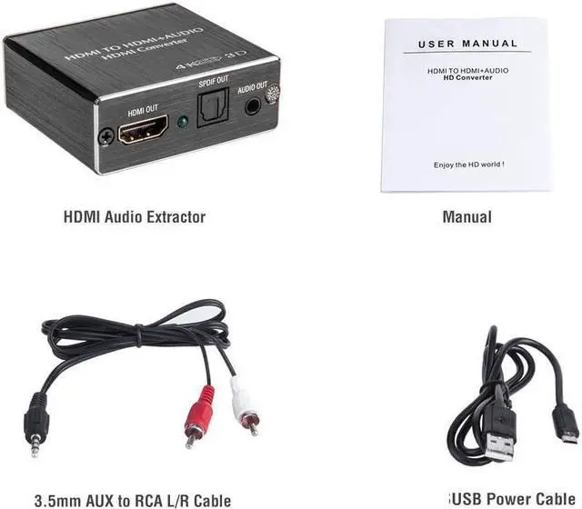 Alt view image 7 of 7 - 4K HDMI to HDMI and Audio Output (SPDIF Optical + 3.5mm AUX Stereo), Premium HDMI Extractor Splitter Converter Adapter for App-le TV, Fire TV, Blu-Ray Player