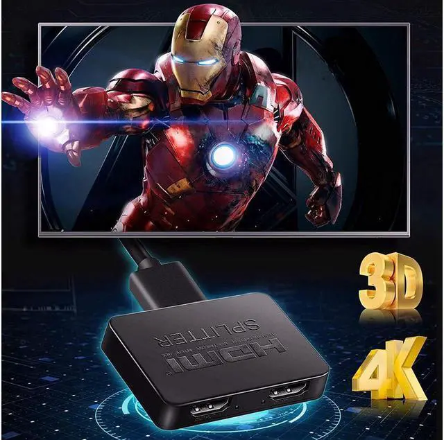 Alt view image 6 of 7 - HDMI Splitter 1 in 2 Out, 4K HDMI Splitter for Dual Monitors Duplicate/Mirror Only, 1x2 HDMI Splitter 1 to 2 Amplifier for Full HD 1080P 3D with HDMI Cable (1 Source onto 2 Displays)