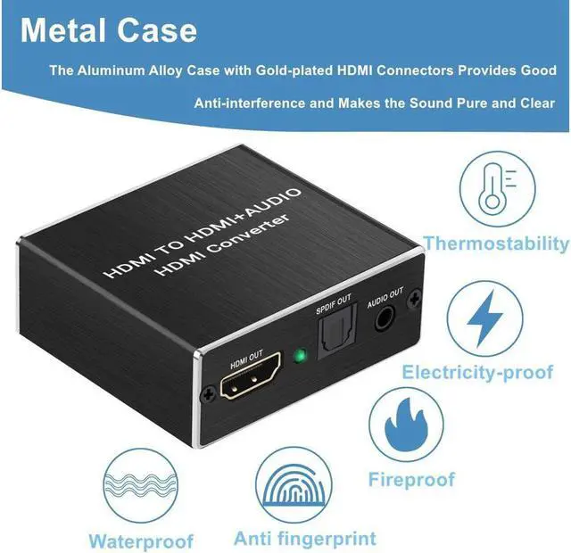 Alt view image 5 of 7 - Mini HDMI to Optical Audio Extractor, 4K @30Hz HDMI to HDMI SPDIF Splitter HDMI Toslink Converter with 3.5mm Stereo Sound out Support TV PS4 Slim Xbox Chromecast and Blu-ray DVD Player