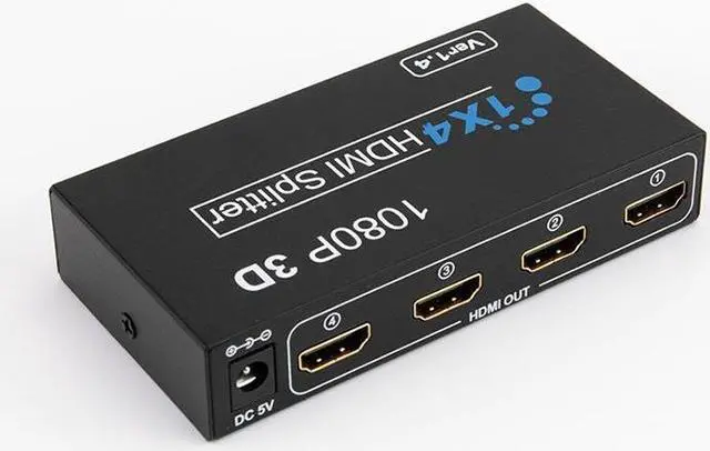 Alt view image 2 of 7 - HDMI Video Splitter 1x4 HDMI Splitter 1080P 3D Video Switch 1 in 4 Out Amplifier Display For HDTV DVD PS3/4
