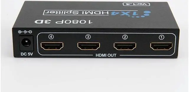 Alt view image 7 of 7 - HDMI Video Splitter 1x4 HDMI Splitter 1080P 3D Video Switch 1 in 4 Out Amplifier Display For HDTV DVD PS3/4
