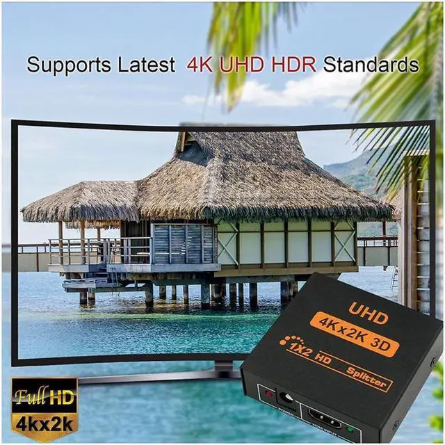 Alt view image 6 of 7 - 4K Splitter UHD 3D HDMI Splitter HD 1X2 1080P Switch Splitter 1 in 2 out Switcher Repeater for HDTV DVD PS3/4 Xbox PC
