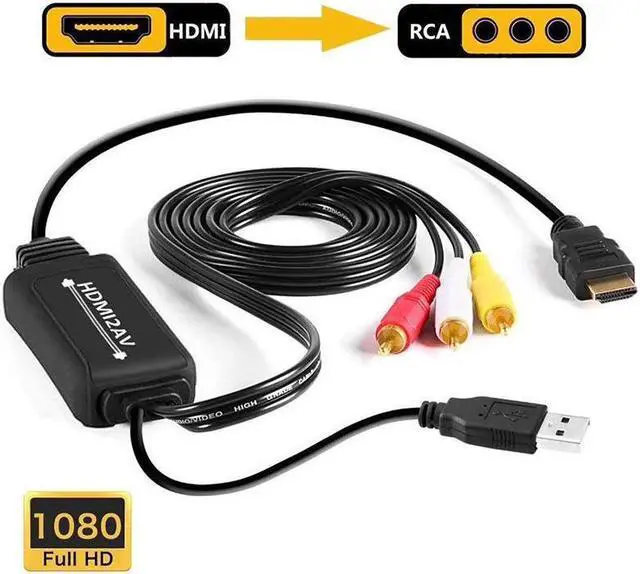 Alt view image 2 of 7 - 2M HDMI to RCA Cable Converter HDMI to AV Converter 1080P 3RCA Cvbs Composite Video Audio Full HD 1080P Audio Video