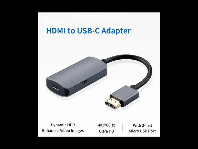 Alt view image 2 of 7 - Premium 4K 60Hz HDMI Male to USB-C Female Adapter Type C USB 3.1 Monitor Input to HDMI-Output Laptop Converters USB C
