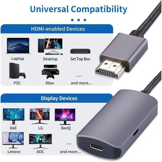 Alt view image 4 of 7 - Premium 4K 60Hz HDMI Male to USB-C Female Adapter Type C USB 3.1 Monitor Input to HDMI-Output Laptop Converters USB C