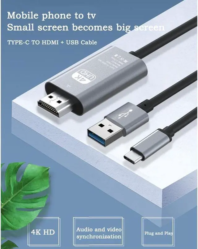 Alt view image 3 of 7 - 1.8m/5.9ft USB Type C to HDMI Cable 4K 30Hz UHD Mirroring Charging Cable Digital AV Video Adapter for Android Phone to TV Projector Monitor