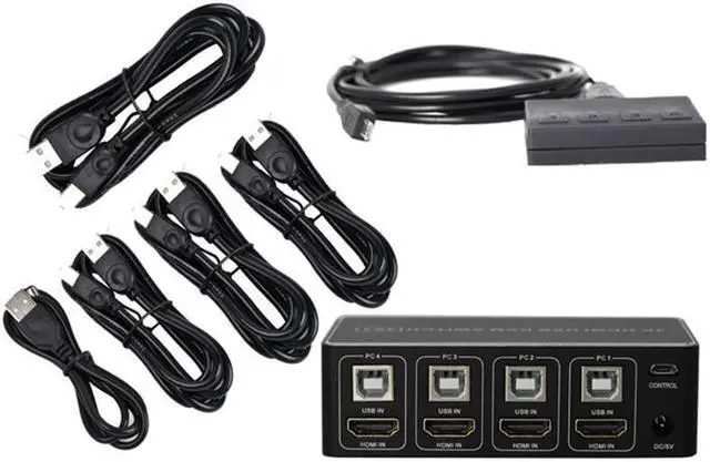 Alt view image 2 of 4 - 4 Port HDMI KVM Switch 4K@30HZ/1080P@60HZ USB HDMI KVM Switcher 4 in 1 Out USB HDMI for Mouse Keyboard Hub for PC Laptop Win7 Win10 MAC