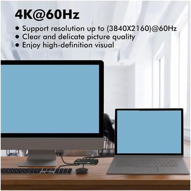 Alt view image 5 of 7 - 2 Port Displayport KVM Switch 4K 60Hz USB DP KVM 2 in 1 out DP USB KVM Switch 2x1 For PC to Share Monitor Mouse Keyboard Printer(with Wired Remote )