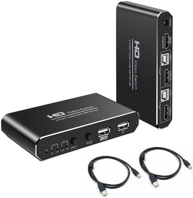 Main image of 1Pcs 2X1 HDMI KVM Switch Monitor Swich UHD 4K@30Hz 2 In 1 Out Hotkey Switch with 2 Pcs 4.9ft KVM Cables Supports Mechanical and Multimedia Keyboard &Mouse USB 2.0 Devices