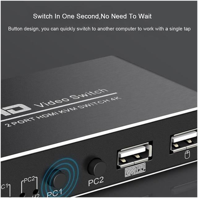 Alt view image 5 of 7 - 1Pcs 2X1 HDMI KVM Switch Monitor Swich UHD 4K@30Hz 2 In 1 Out Hotkey Switch with 2 Pcs 4.9ft KVM Cables Supports Mechanical and Multimedia Keyboard &Mouse USB 2.0 Devices