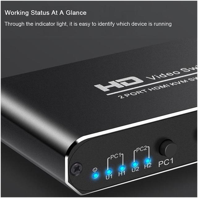 Alt view image 4 of 7 - 1Pcs 2X1 HDMI KVM Switch Monitor Swich UHD 4K@30Hz 2 In 1 Out Hotkey Switch with 2 Pcs 4.9ft KVM Cables Supports Mechanical and Multimedia Keyboard &Mouse USB 2.0 Devices