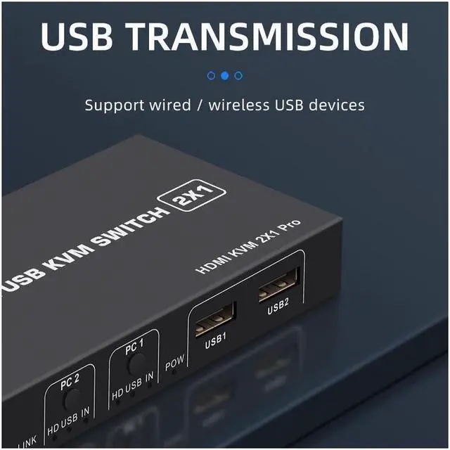 Alt view image 6 of 6 - 2 Ports HDMI KVM Switch USB HDMI KVM Switcher 4Kx2K@30Hz HDMI 1.4 for 2 Computer host sharing Monitor Mouse Keyboard Hub USB Device for PC Laptop Win7 Win10 MAC