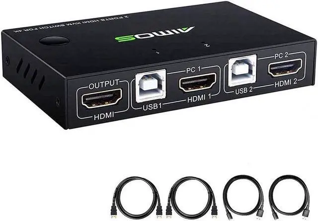 Alt view image 2 of 7 - KVM Switch HDMI 2 Port Box, 2 Computers Share one Set Wired or Wireless Keyboard & Mouse and one Monitor, Support UHD 4K @30Hz, Compatible Laptop/PC/PS4/Xbox/HDTV