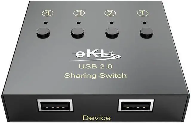 Alt view image 3 of 7 - USB Switch Selector 4 Computers in Sharing 2 USB Devices Out Controller USB 2.0 Peripheral Switcher Box Hub for Mouse Keyboard PCs Scanner Printer with Button Swapping and 4 Pack USB A to B Cable