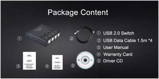 Alt view image 6 of 7 - USB Switch Selector 4 Computers in Sharing 2 USB Devices Out Controller USB 2.0 Peripheral Switcher Box Hub for Mouse Keyboard PCs Scanner Printer with Button Swapping and 4 Pack USB A to B Cable