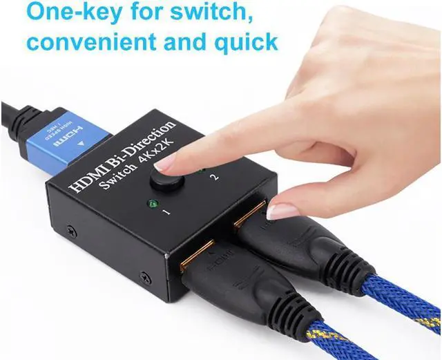 Alt view image 4 of 7 - 4K HDMI Bi-Directional Switch Splitter Converters Full HD 1080P HDMI Video Two-way 1x2/2x1 Switcher One Key 1 in 2 Out Amplifier Splitter Adapter