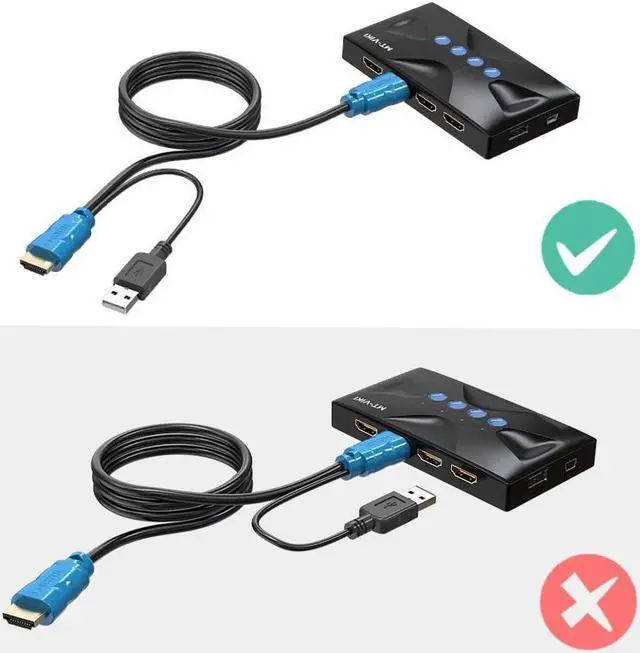 Alt view image 4 of 7 - 4K USB HDMI KVM Switch 4 Port, HD Switcher Selector 4 Computers Share 1 Monitor/Keyboard/Mouse/Printer/U Disk, Upgraded Port & Cables