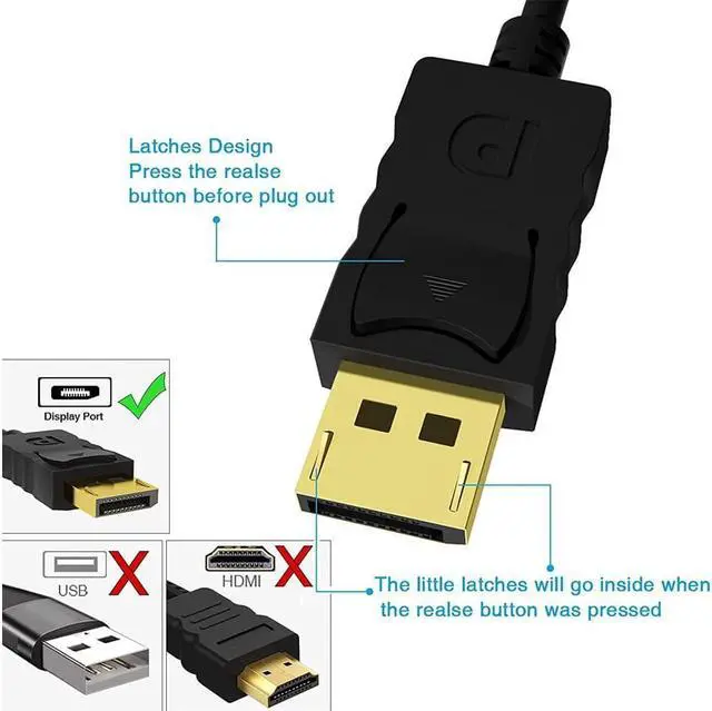 Alt view image 4 of 7 - DisplayPort to VGA Cable 1.8M, DisplayPort to VGA Adapter 6 Feet DP to VGA Cable Connects DP Port from Desktop or Laptop to Monitor or Projector with VGA Port